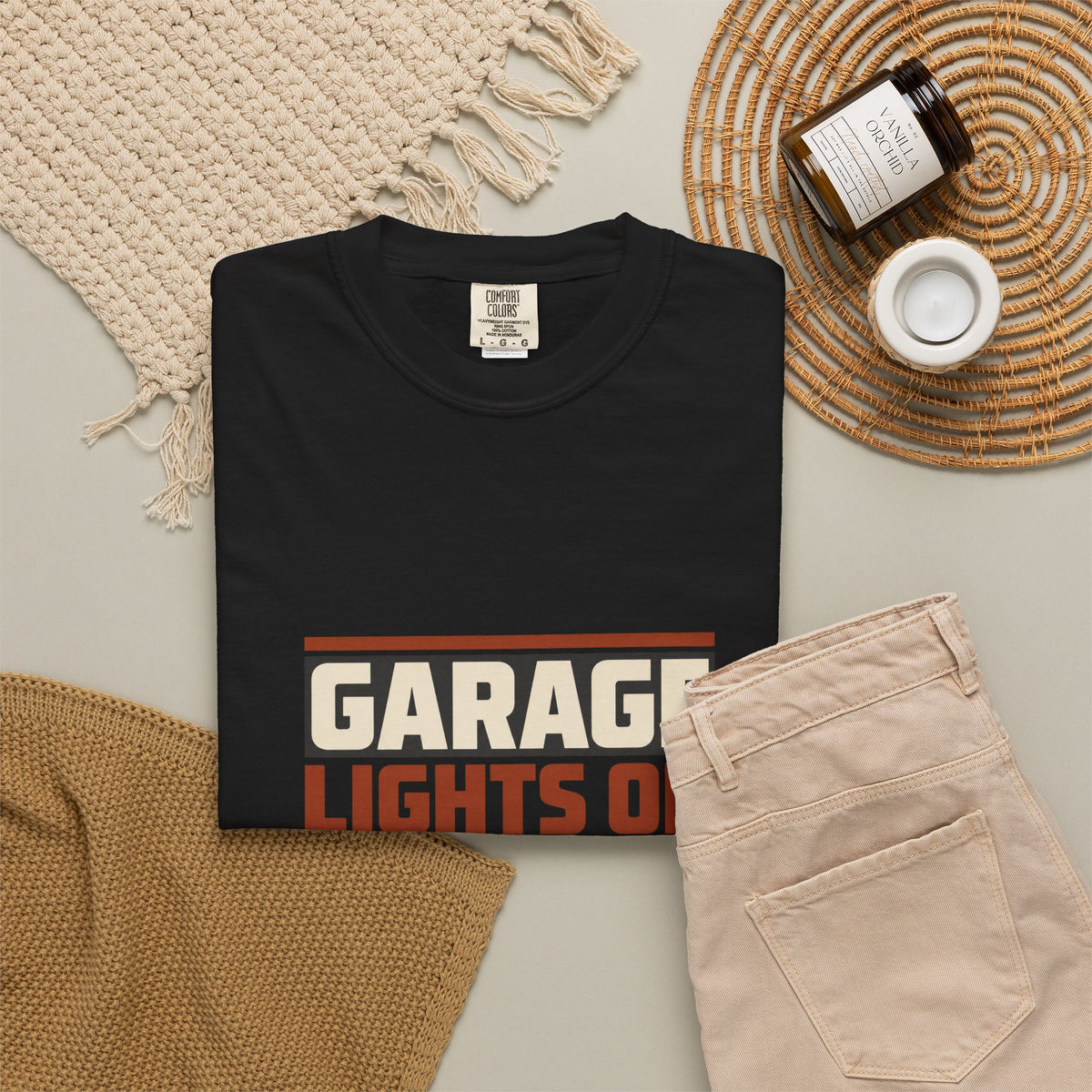 GARAGE LIGHTS ON T-Shirt | Retro Workshop Tee