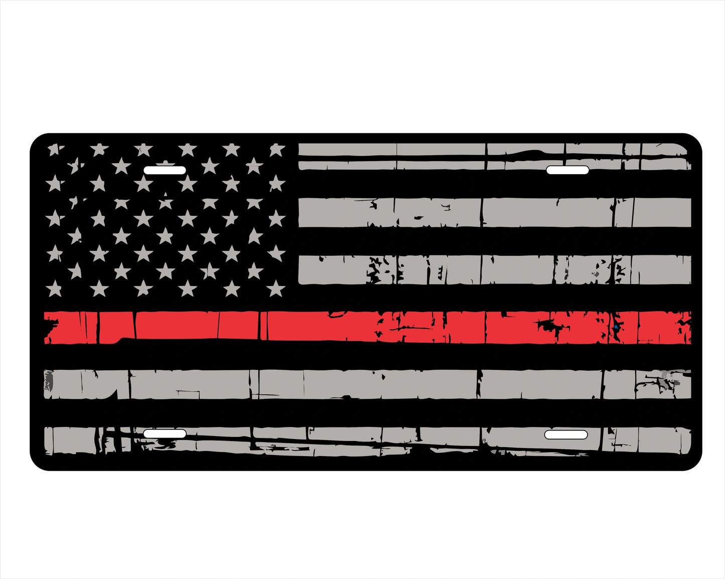 Thin Red Line Auto Tag Firefighter Fireman License Plate by Flood City Fabrications