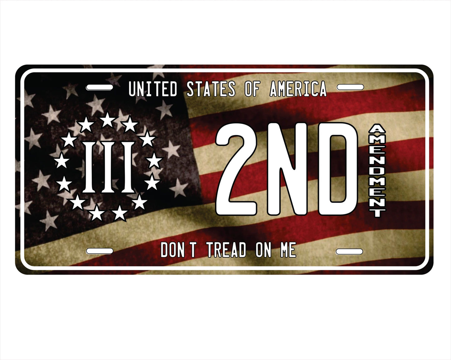2nd Amendment American Flag Don't Tread on Me License Plate by Flood City Fabrications