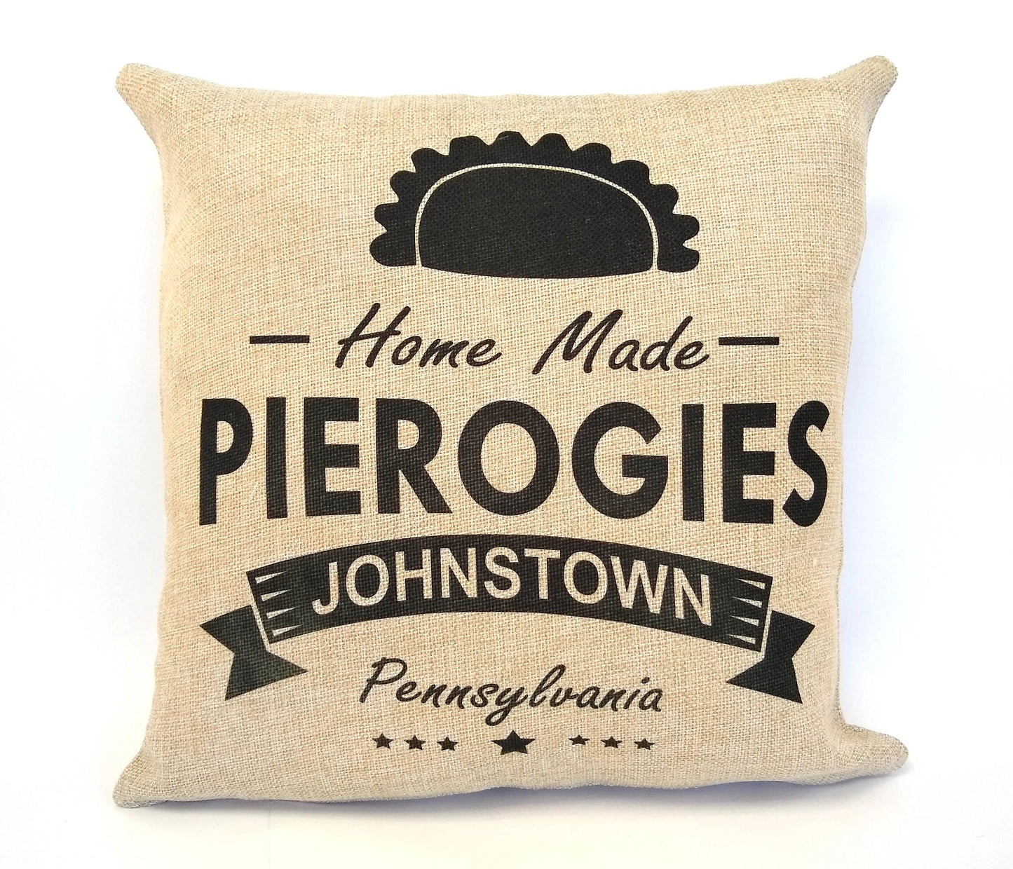 Pierogi Home Made Johnstown Pennsylvania 16" Faux Pillow by Flood City Fabrications