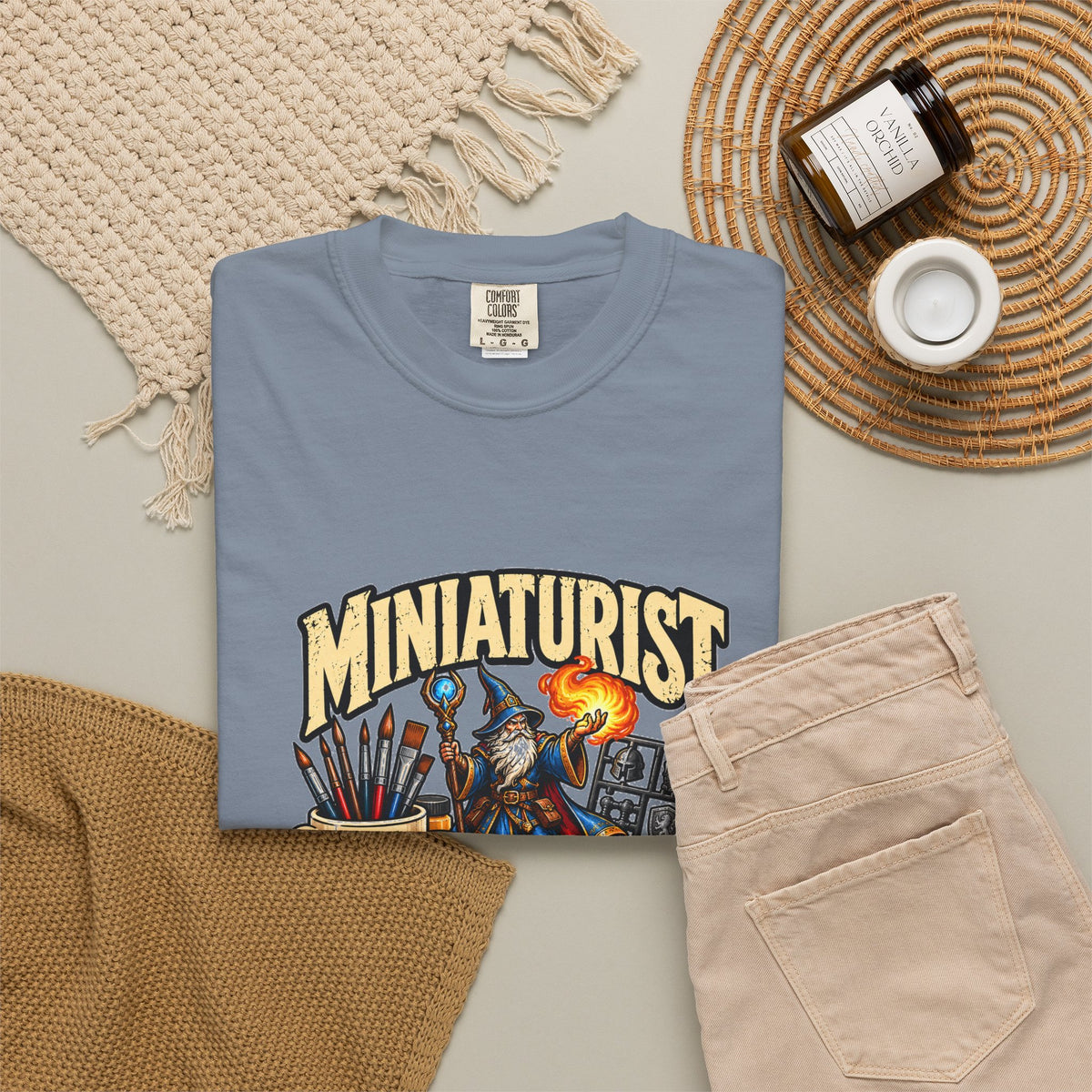 Miniaturist Wizard Paint Build Repeat T-Shirt | Miniature Painting Hobby Tee