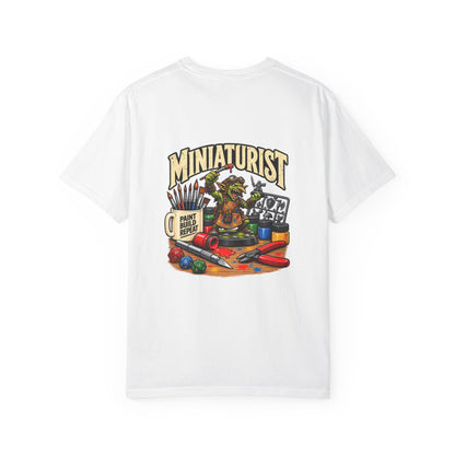Miniaturist Goblin Paint Build Repeat T-Shirt | Miniature Painting Hobby Tee