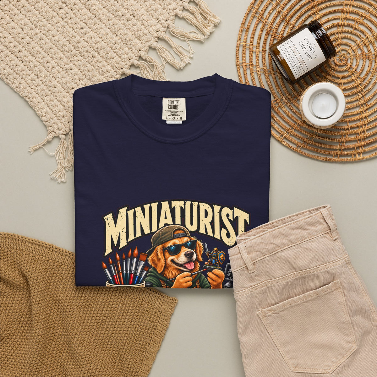 Miniaturist Dog Painter Paint Build Repeat T-Shirt | Miniature Painting Hobby Tee