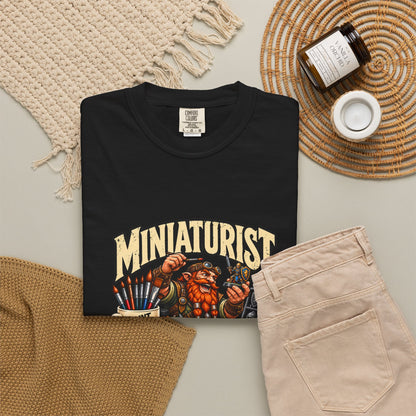Miniaturist Dwarf Painter Paint Build Repeat T-Shirt | Miniature Painting Hobby Tee