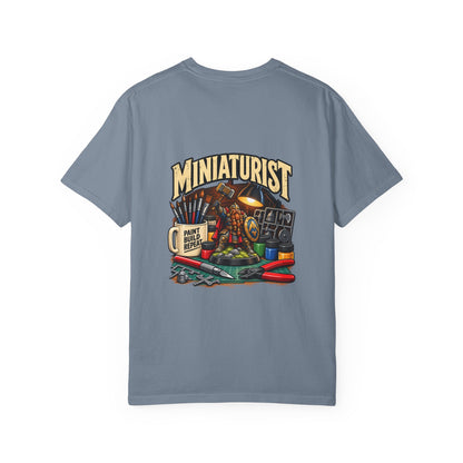 Miniaturist Dwarf Paint Build Repeat T-Shirt | Miniature Painting Hobby Tee