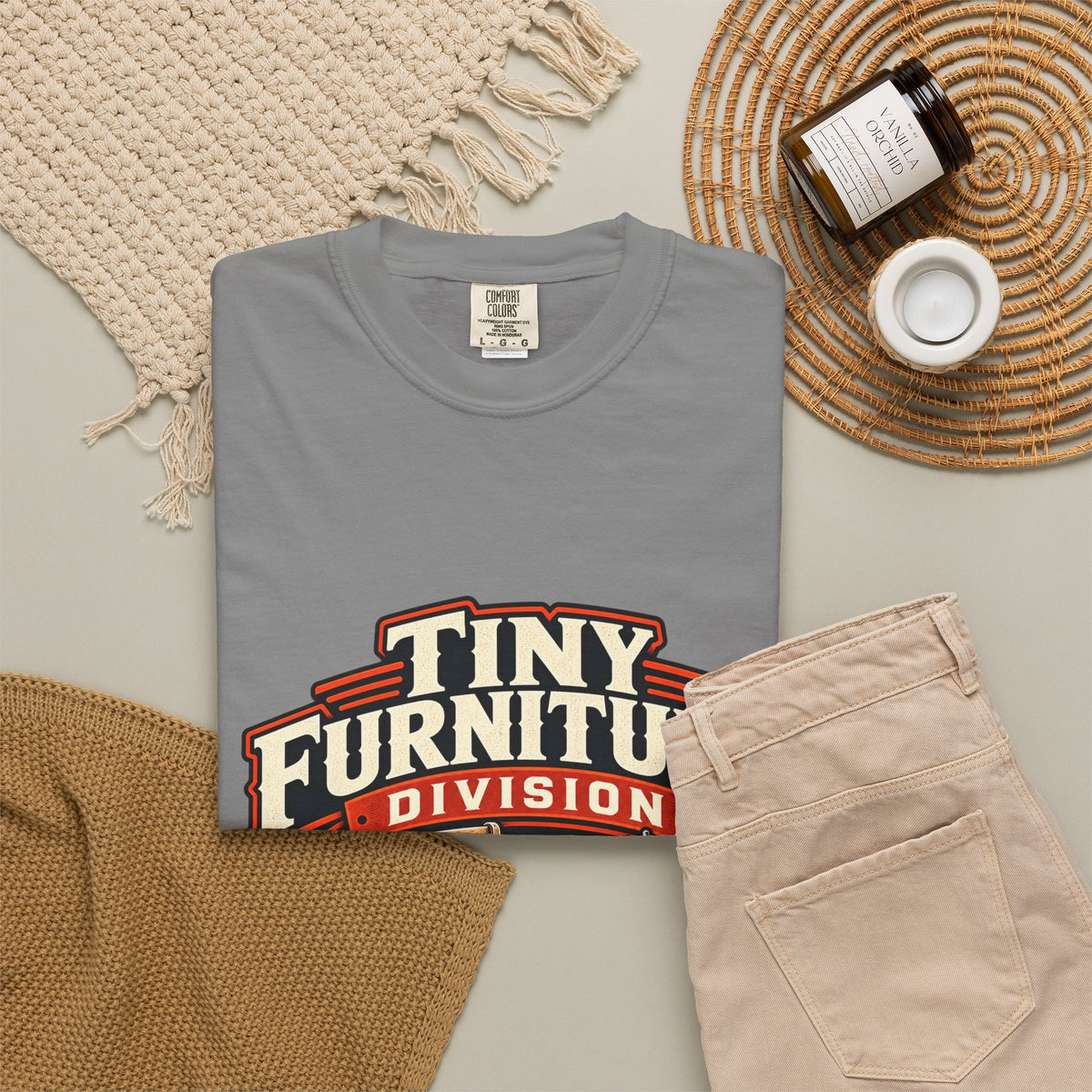 Vintage miniature furniture workshop graphic tee for 1:12 scale hobbyists