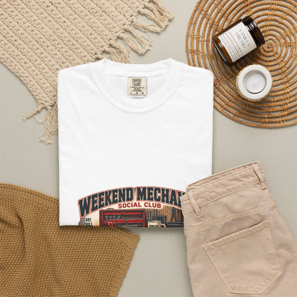 Weekend Mechanic Social Club T-Shirt | Retro Garage Workshop Tee