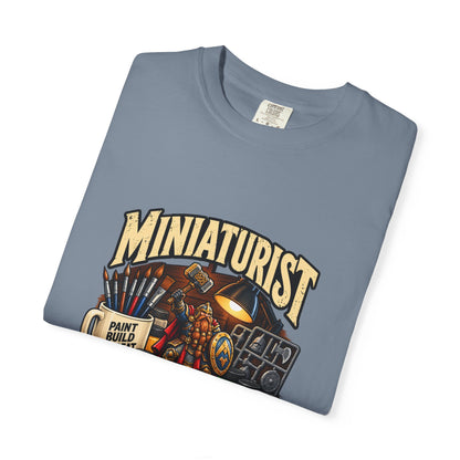 Miniaturist Dwarf Paint Build Repeat T-Shirt | Miniature Painting Hobby Tee