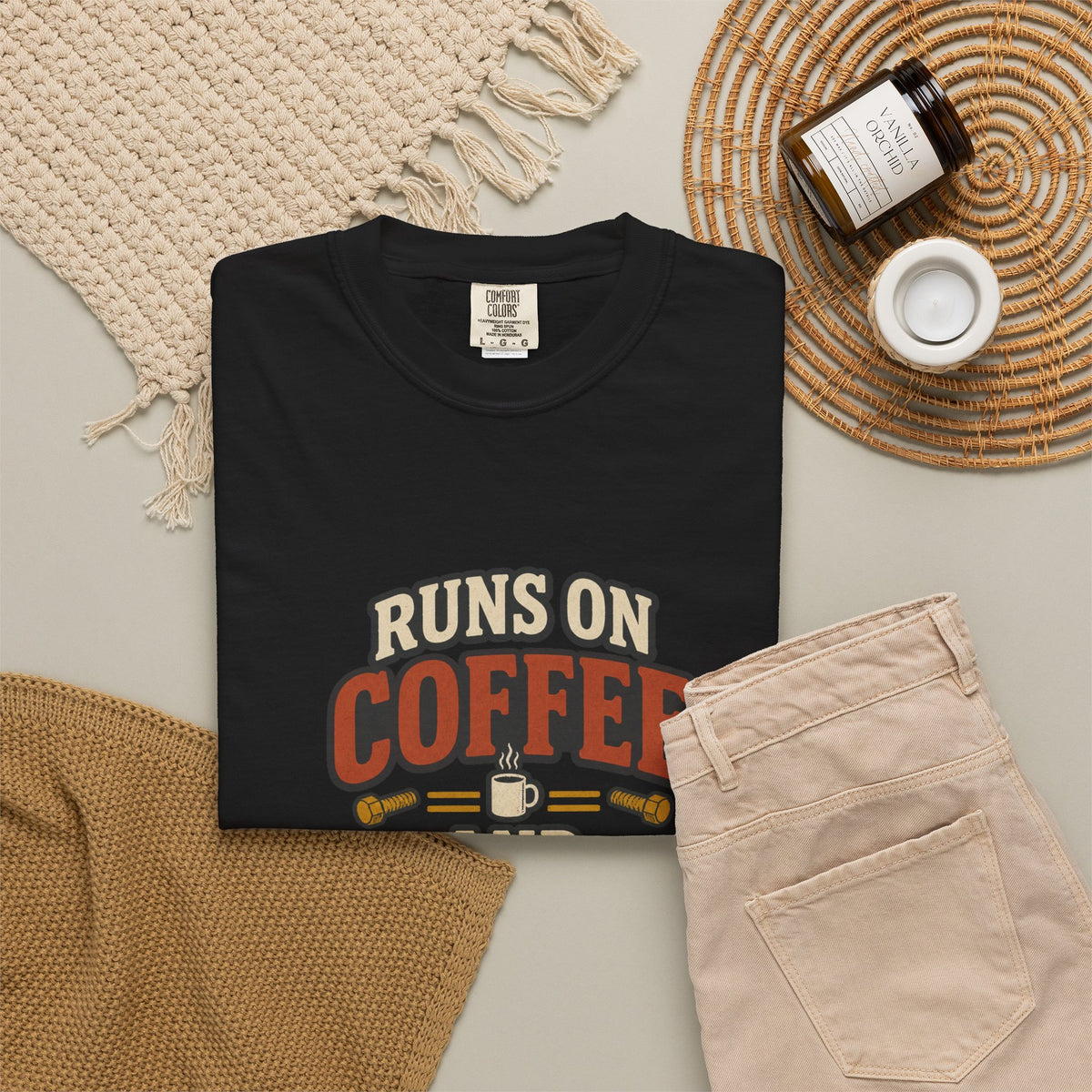 Runs on Coffee and Bad Ideas T-Shirt | Retro Garage Tee