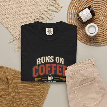 Runs on Coffee and Bad Ideas T-Shirt | Retro Garage Tee