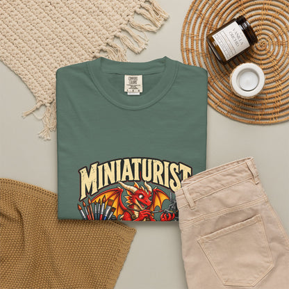 Miniaturist Dragon Painter Paint Build Repeat T-Shirt | Miniature Painting Hobby Tee