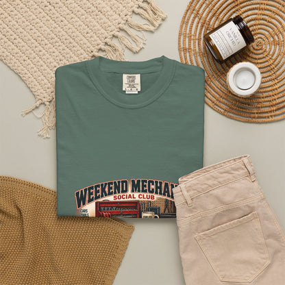 Weekend Mechanic Social Club T-Shirt | Retro Garage Workshop Tee