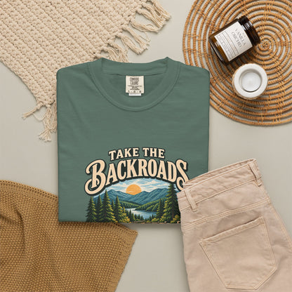 Take the Backroads T-Shirt | Retro Mountain Road Outdoor Tee