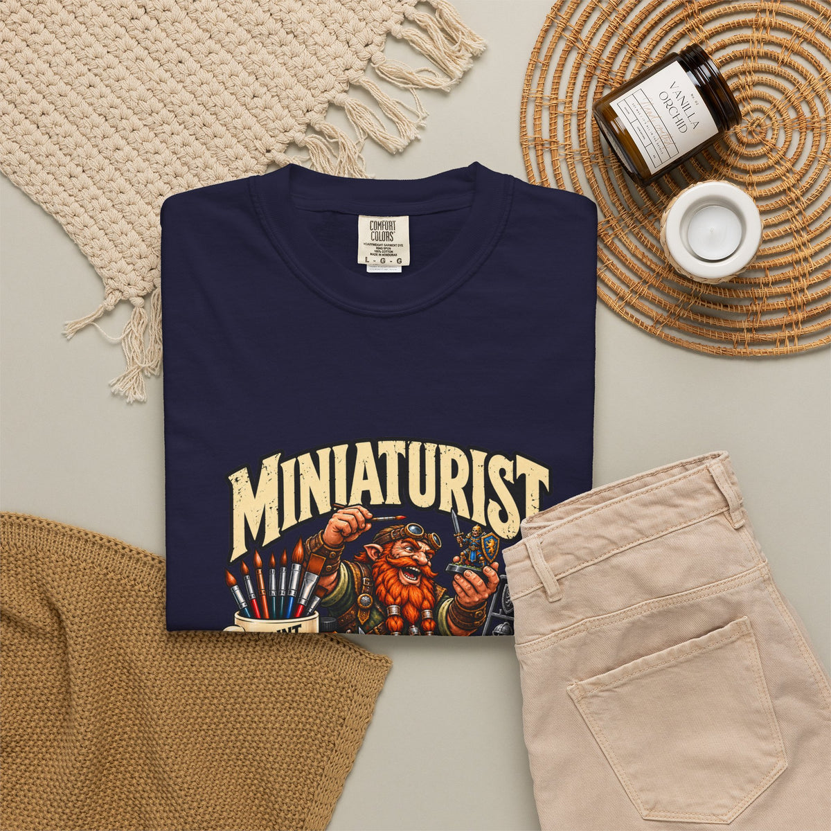 Miniaturist Dwarf Painter Paint Build Repeat T-Shirt | Miniature Painting Hobby Tee