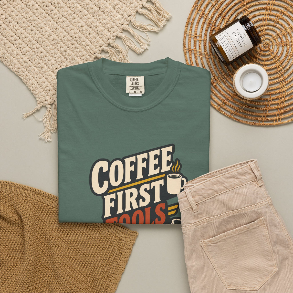 COFFEE FIRST TOOLS SECOND T-Shirt | Retro Workshop Tee