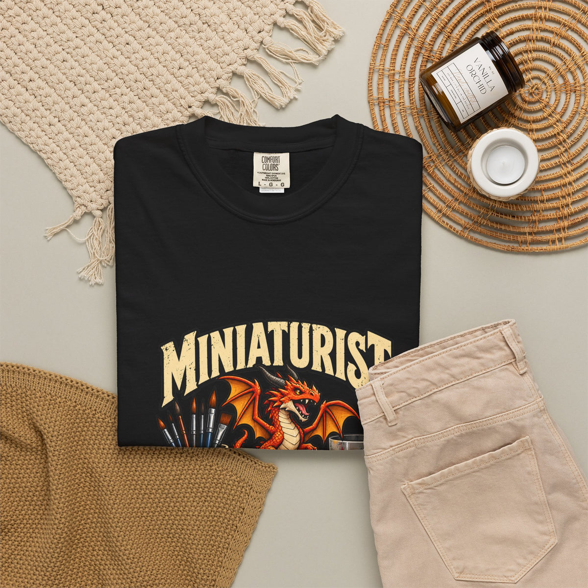 Miniaturist Dragon Paint Build Repeat T-Shirt | Miniature Painting Hobby Tee