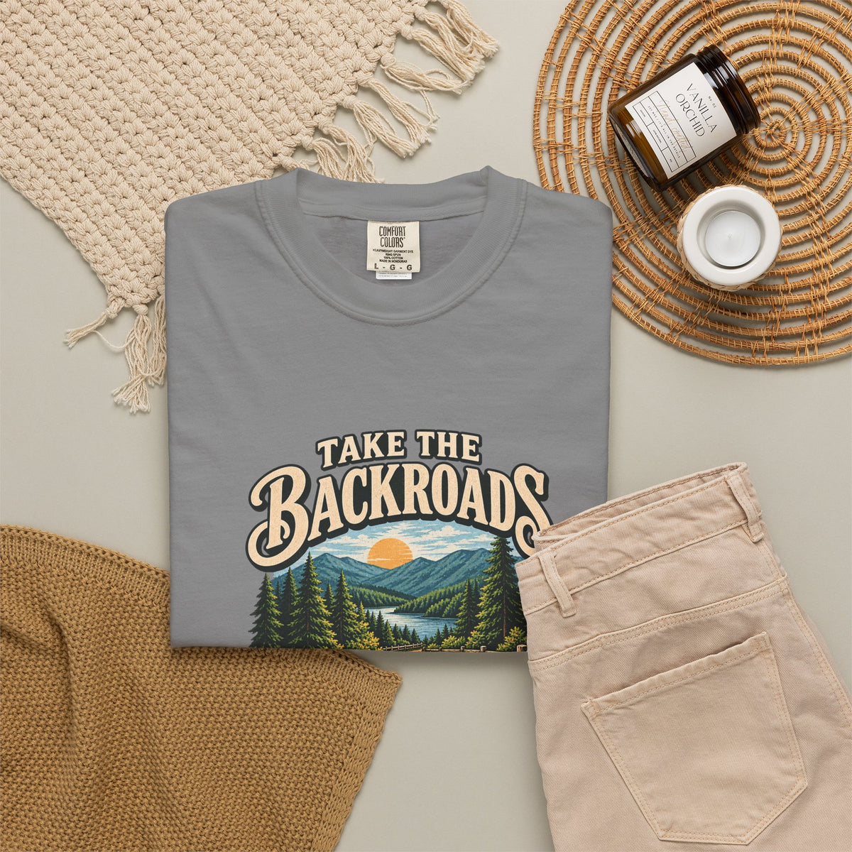 Take the Backroads T-Shirt | Retro Mountain Road Outdoor Tee