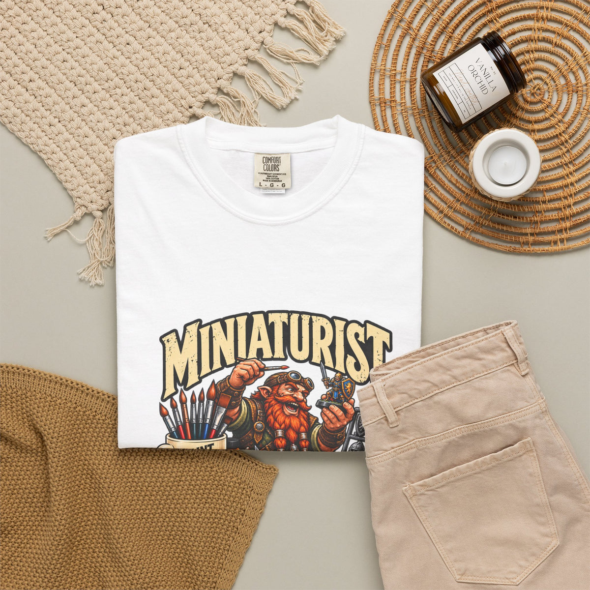 Miniaturist Dwarf Painter Paint Build Repeat T-Shirt | Miniature Painting Hobby Tee