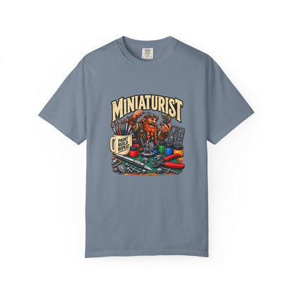Miniaturist Dwarf Painter Paint Build Repeat T-Shirt | Miniature Painting Hobby Tee