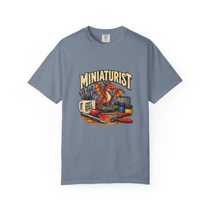 Miniaturist Dragon Paint Build Repeat T-Shirt | Miniature Painting Hobby Tee