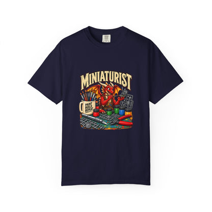 Miniaturist Dragon Painter Paint Build Repeat T-Shirt | Miniature Painting Hobby Tee