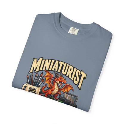 Miniaturist Dragon Paint Build Repeat T-Shirt | Miniature Painting Hobby Tee