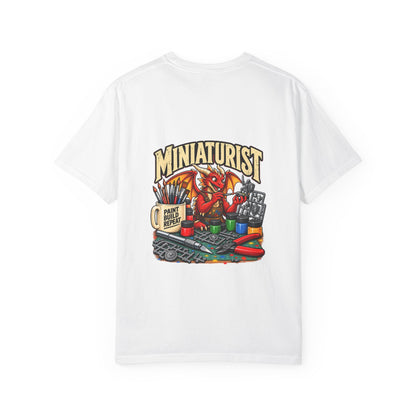 Miniaturist Dragon Painter Paint Build Repeat T-Shirt | Miniature Painting Hobby Tee