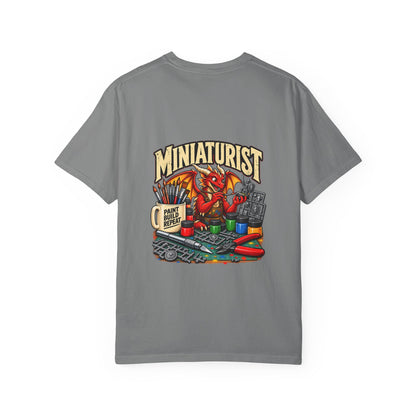 Miniaturist Dragon Painter Paint Build Repeat T-Shirt | Miniature Painting Hobby Tee