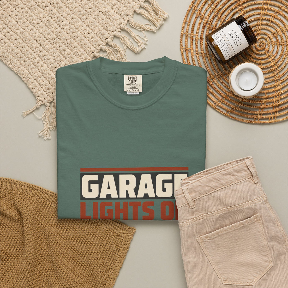 GARAGE LIGHTS ON T-Shirt | Retro Workshop Tee
