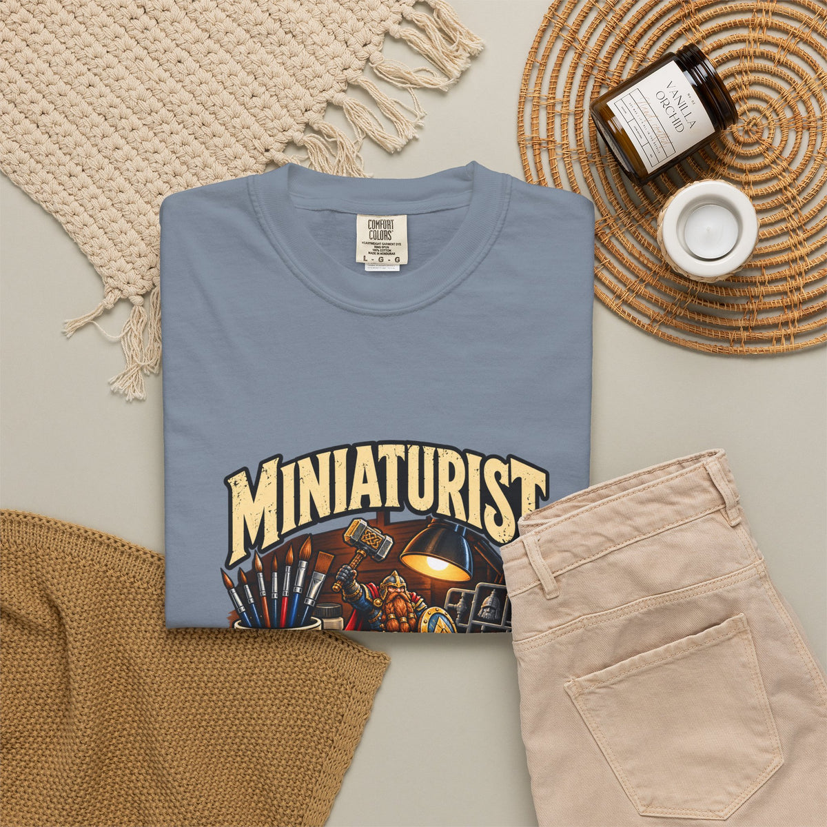 Miniaturist Dwarf Paint Build Repeat T-Shirt | Miniature Painting Hobby Tee