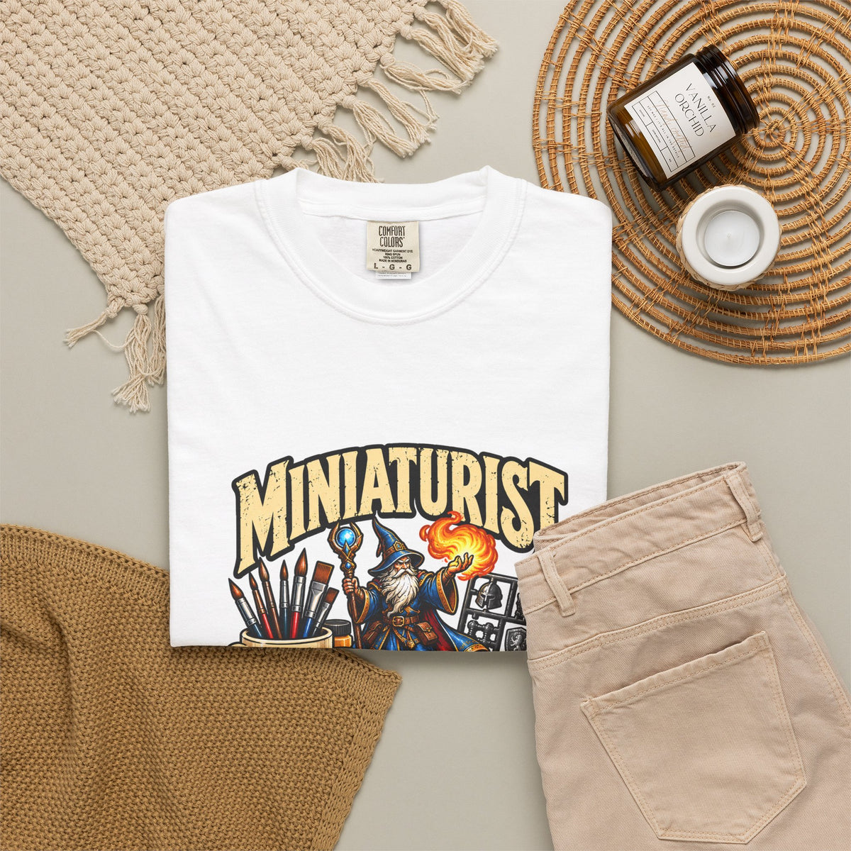 Miniaturist Wizard Paint Build Repeat T-Shirt | Miniature Painting Hobby Tee