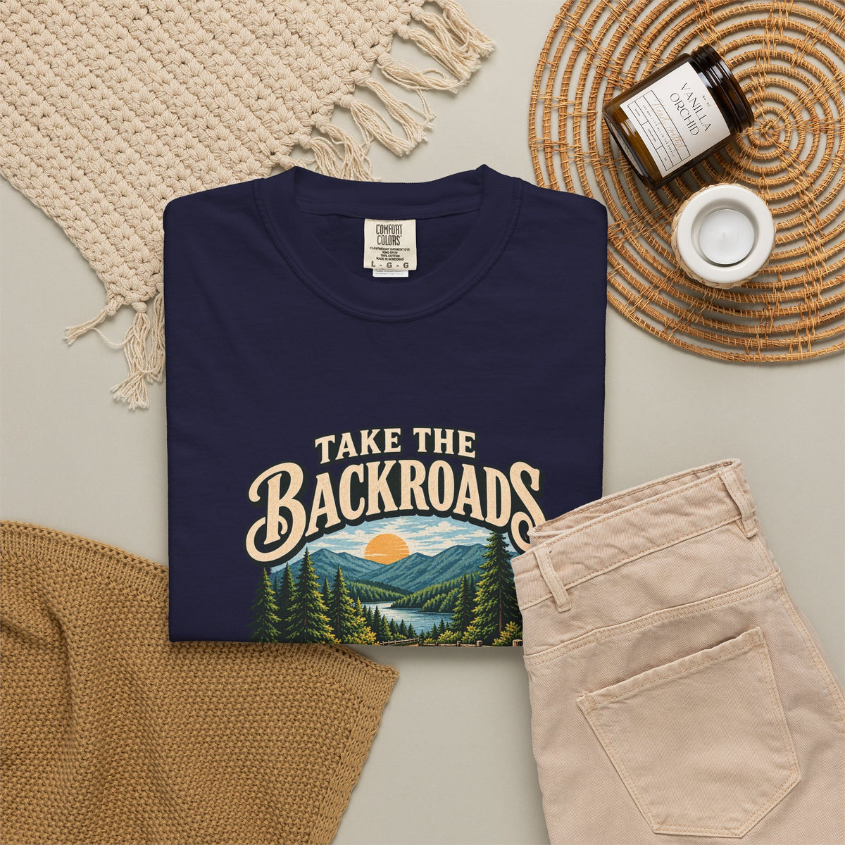 Take the Backroads T-Shirt | Retro Mountain Road Outdoor Tee