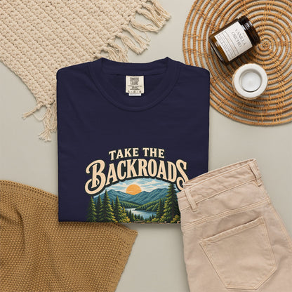 Take the Backroads T-Shirt | Retro Mountain Road Outdoor Tee