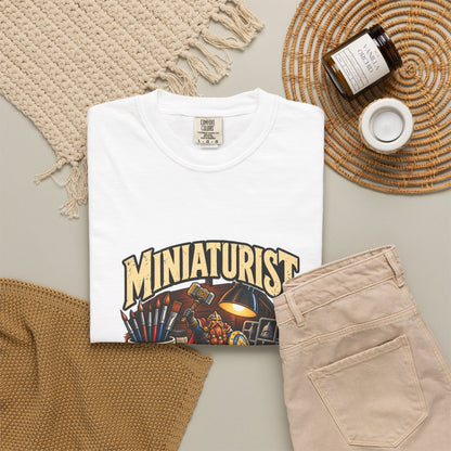 Miniaturist Dwarf Paint Build Repeat T-Shirt | Miniature Painting Hobby Tee