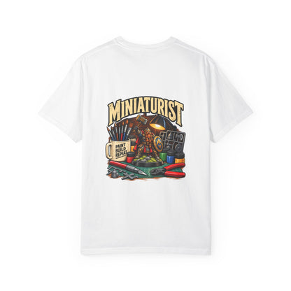 Miniaturist Dwarf Paint Build Repeat T-Shirt | Miniature Painting Hobby Tee