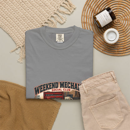 Weekend Mechanic Social Club T-Shirt | Retro Garage Workshop Tee