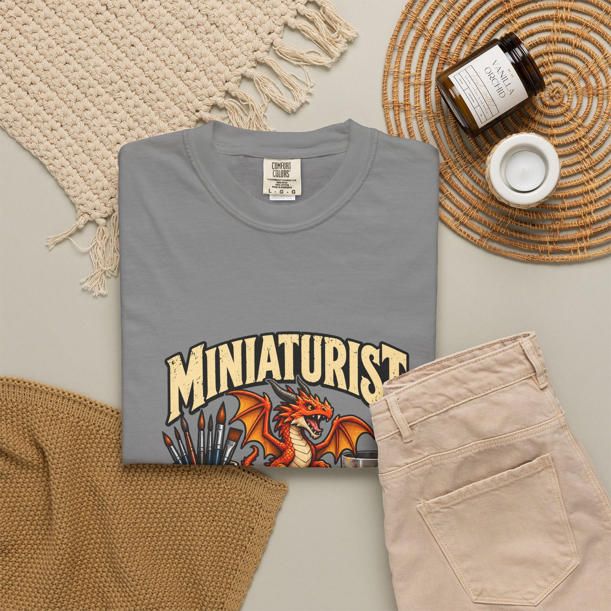 Miniaturist Dragon Paint Build Repeat T-Shirt | Miniature Painting Hobby Tee