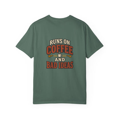Runs on Coffee and Bad Ideas T-Shirt | Retro Garage Tee