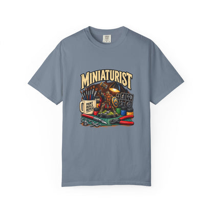 Miniaturist Dwarf Paint Build Repeat T-Shirt | Miniature Painting Hobby Tee