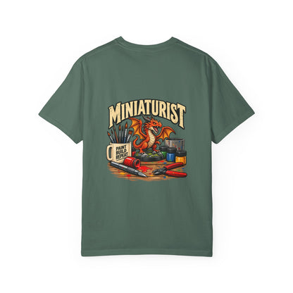 Miniaturist Dragon Paint Build Repeat T-Shirt | Miniature Painting Hobby Tee