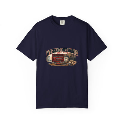 Weekend Mechanic Social Club T-Shirt | Retro Garage Workshop Tee