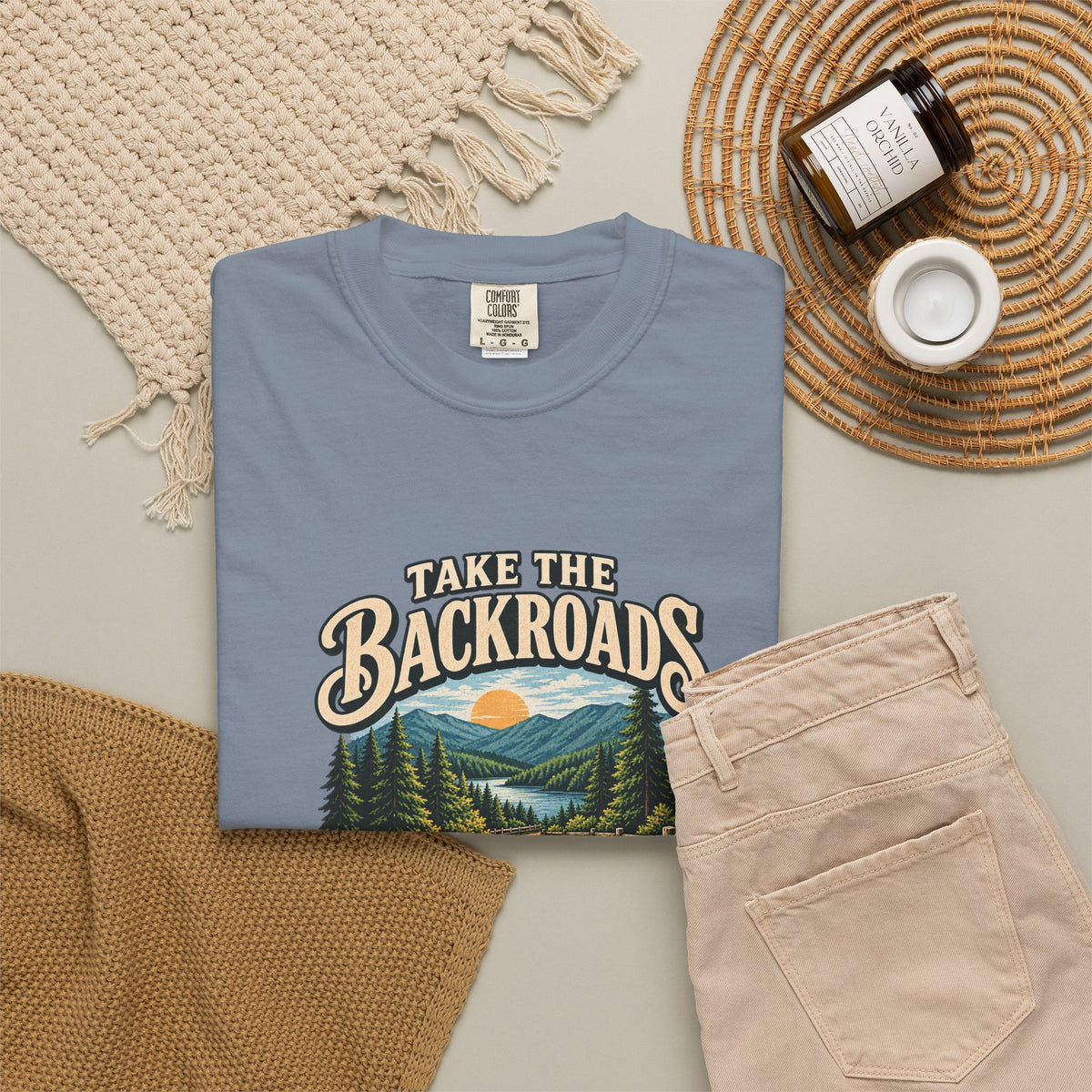 Take the Backroads T-Shirt | Retro Mountain Road Outdoor Tee