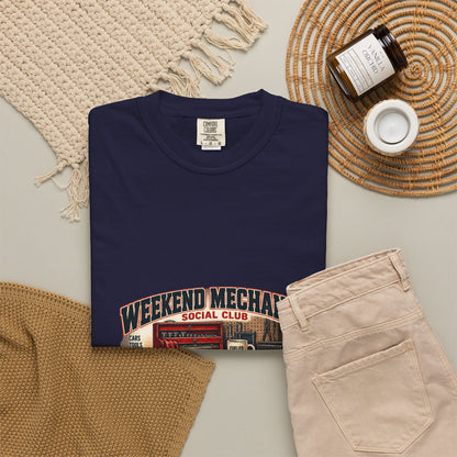 Weekend Mechanic Social Club T-Shirt | Retro Garage Workshop Tee