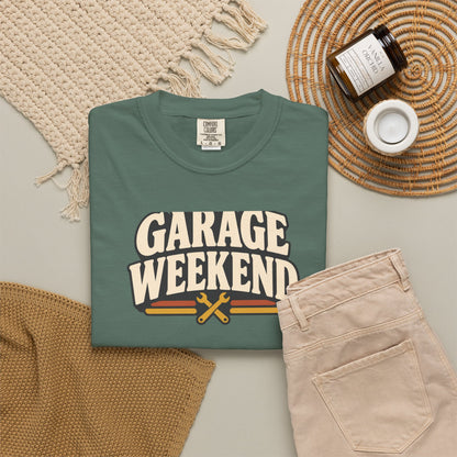 Garage Weekend T-Shirt | Retro Garage Workwear Tee