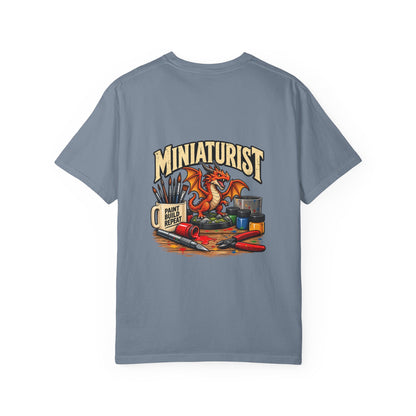 Miniaturist Dragon Paint Build Repeat T-Shirt | Miniature Painting Hobby Tee