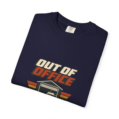 Out of Office In the Garage T-Shirt | Retro Garage Car Tee