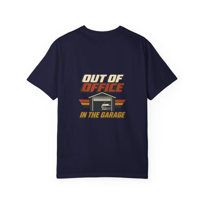 Out of Office In the Garage T-Shirt | Retro Garage Car Tee