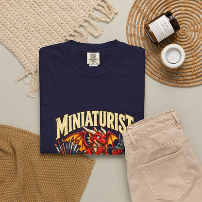 Miniaturist Dragon Painter Paint Build Repeat T-Shirt | Miniature Painting Hobby Tee