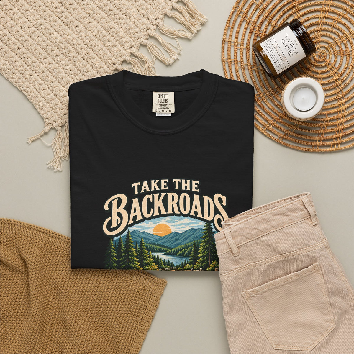 Take the Backroads T-Shirt | Retro Mountain Road Outdoor Tee