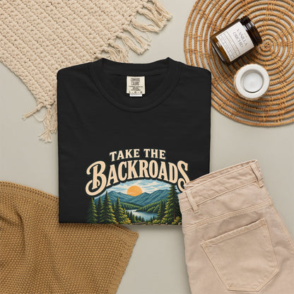 Take the Backroads T-Shirt | Retro Mountain Road Outdoor Tee
